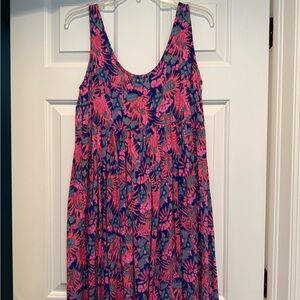 Floral Pink and Blue Sleeveless Dress